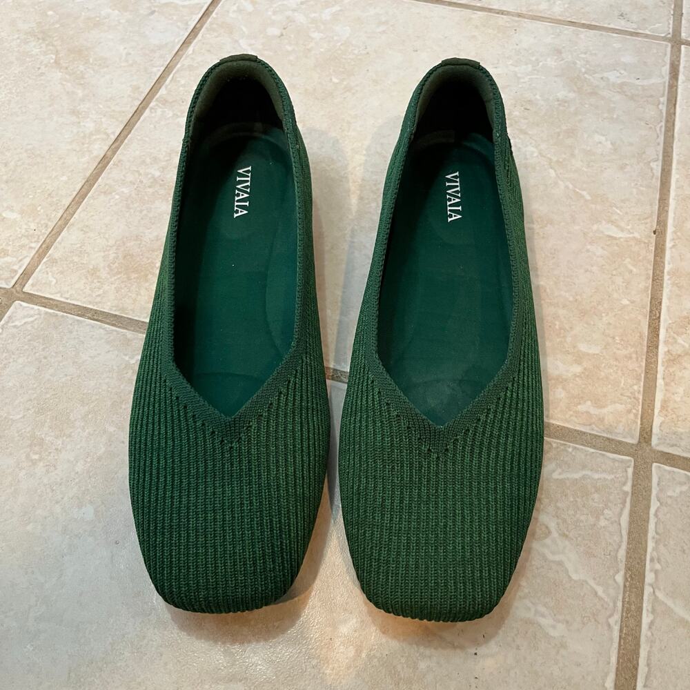 VIVAIA Women's Margot Knit Ballet Flats — Deep Green. Size US 6 /36.5